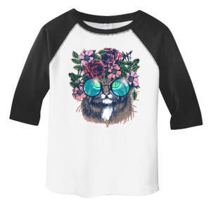 Hippy Hipster Flower Crown Cat Toddler Fine Jersey T-Shirt