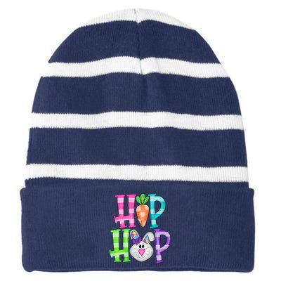 Hip Hop Funny Easter Day Easter Egg Bunny Gift Idea Striped Beanie with Solid Band