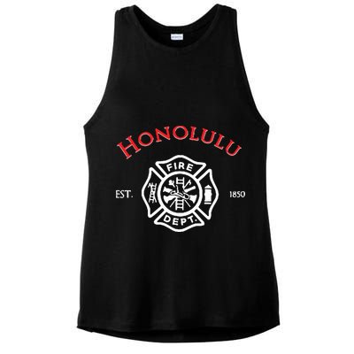 Honolulu Hawaii Fire Department Firefighters Rescue Ladies PosiCharge Tri-Blend Wicking Tank
