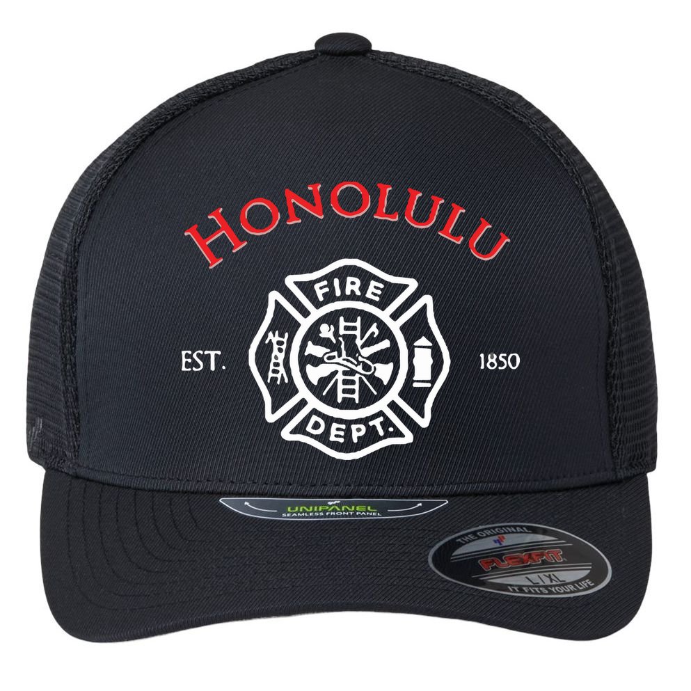 Honolulu Hawaii Fire Department Firefighters Rescue Flexfit Unipanel Trucker Cap