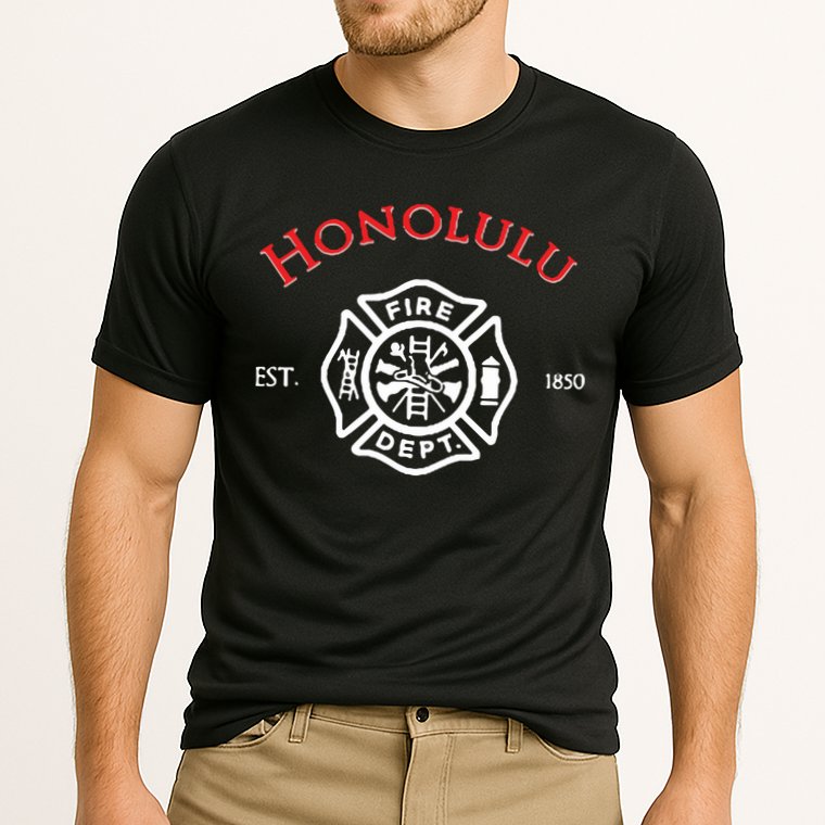 Honolulu Hawaii Fire Department Firefighters Rescue Cooling Performance Crew T-Shirt