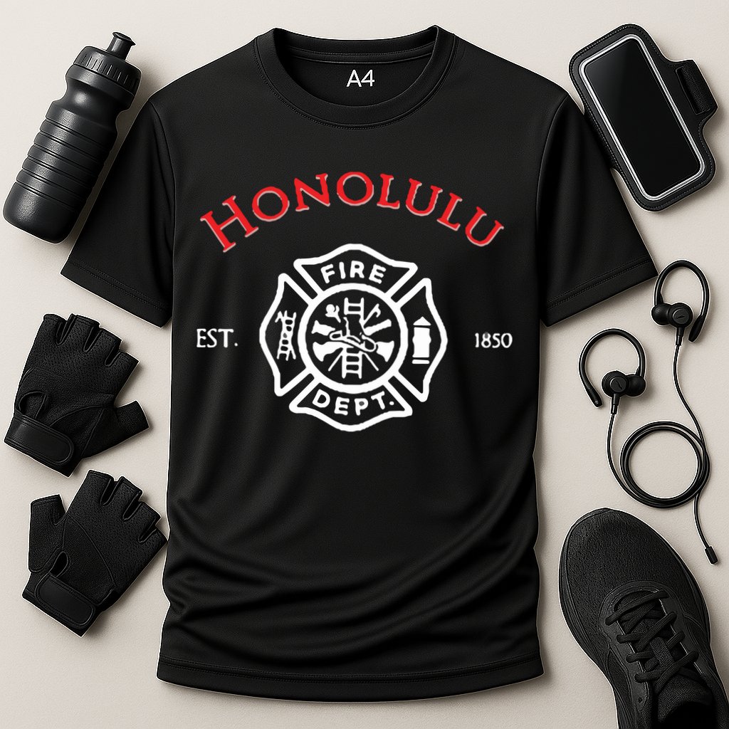 Honolulu Hawaii Fire Department Firefighters Rescue Cooling Performance Crew T-Shirt