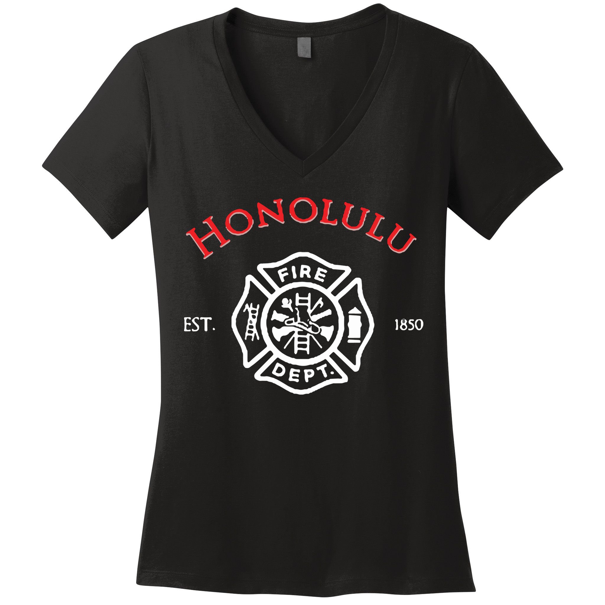 Honolulu Hawaii Fire Department Firefighters Rescue Women's V-Neck T-Shirt