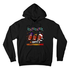 Happy Hallothanksmas Football Halloween Thanksgiving Xmas Hoodie