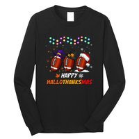 Happy Hallothanksmas Football Halloween Thanksgiving Xmas Long Sleeve Shirt