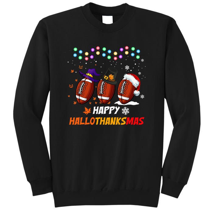 Happy Hallothanksmas Football Halloween Thanksgiving Xmas Sweatshirt