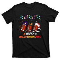 Happy Hallothanksmas Football Halloween Thanksgiving Xmas T-Shirt