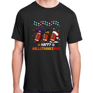 Happy Hallothanksmas Football Halloween Thanksgiving Xmas Adult ChromaSoft Performance T-Shirt