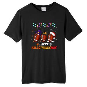 Happy Hallothanksmas Football Halloween Thanksgiving Xmas Tall Fusion ChromaSoft Performance T-Shirt