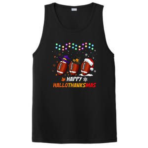 Happy Hallothanksmas Football Halloween Thanksgiving Xmas PosiCharge Competitor Tank