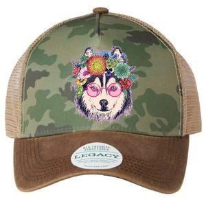 Hippy Hipster Flower Crown Dog Legacy Tie Dye Trucker Hat