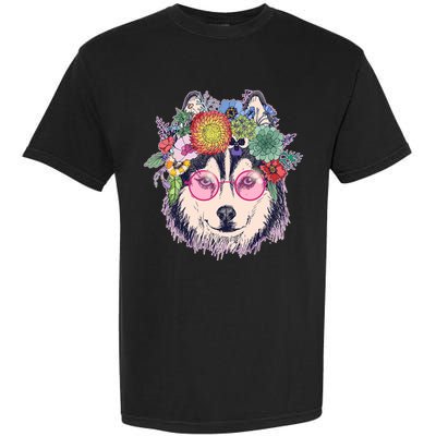Hippy Hipster Flower Crown Dog Garment-Dyed Heavyweight T-Shirt
