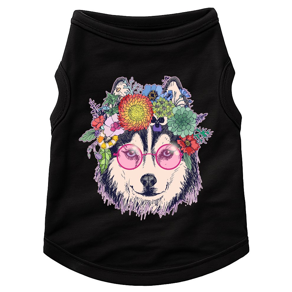 Hippy Hipster Flower Crown Dog Doggie Tank
