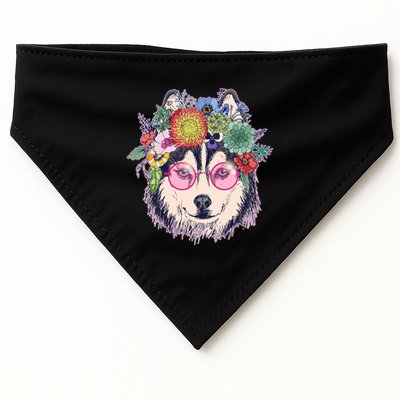 Hippy Hipster Flower Crown Dog USA-Made Doggie Bandana