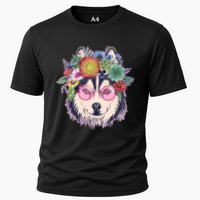 Hippy Hipster Flower Crown Dog Cooling Performance Crew T-Shirt
