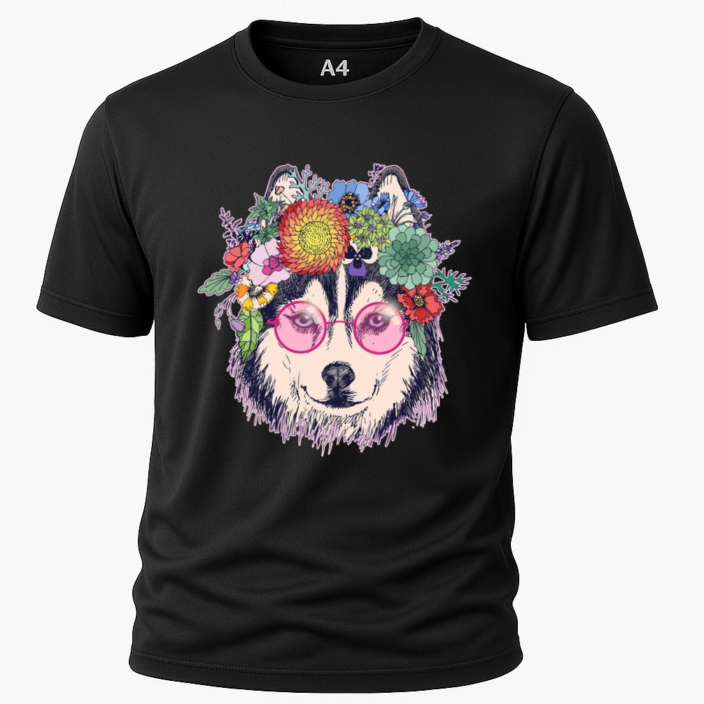 Hippy Hipster Flower Crown Dog Cooling Performance Crew T-Shirt