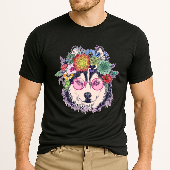 Hippy Hipster Flower Crown Dog Cooling Performance Crew T-Shirt