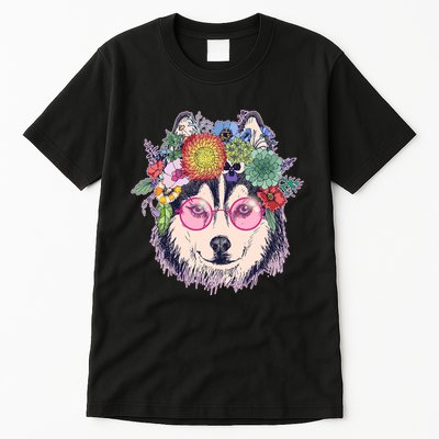 Hippy Hipster Flower Crown Dog Tall T-Shirt