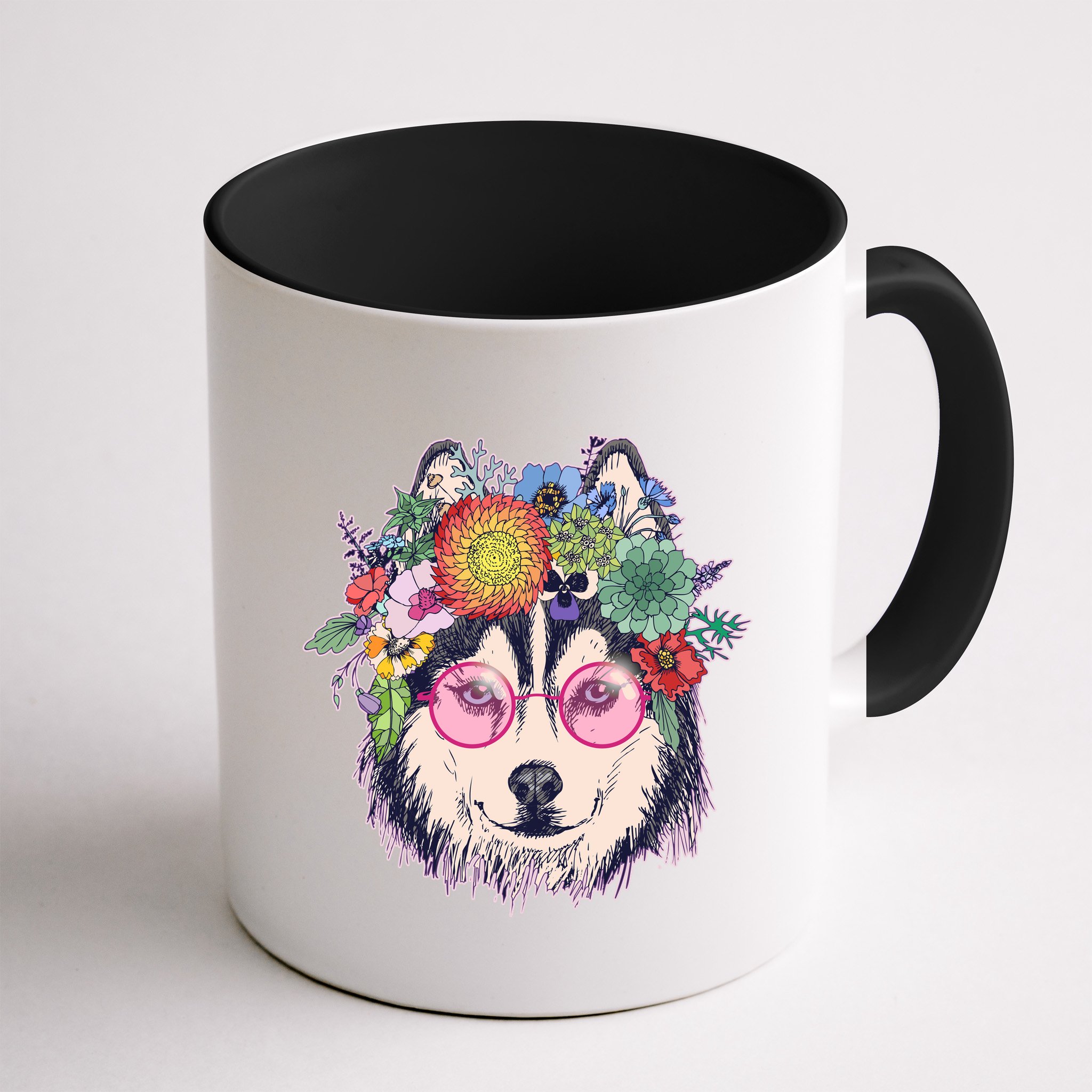 Hippy Hipster Flower Crown Dog Mug