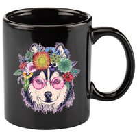 Hippy Hipster Flower Crown Dog 11oz C Handle Ceramic Mug