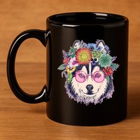 Hippy Hipster Flower Crown Dog 11oz C Handle Ceramic Mug