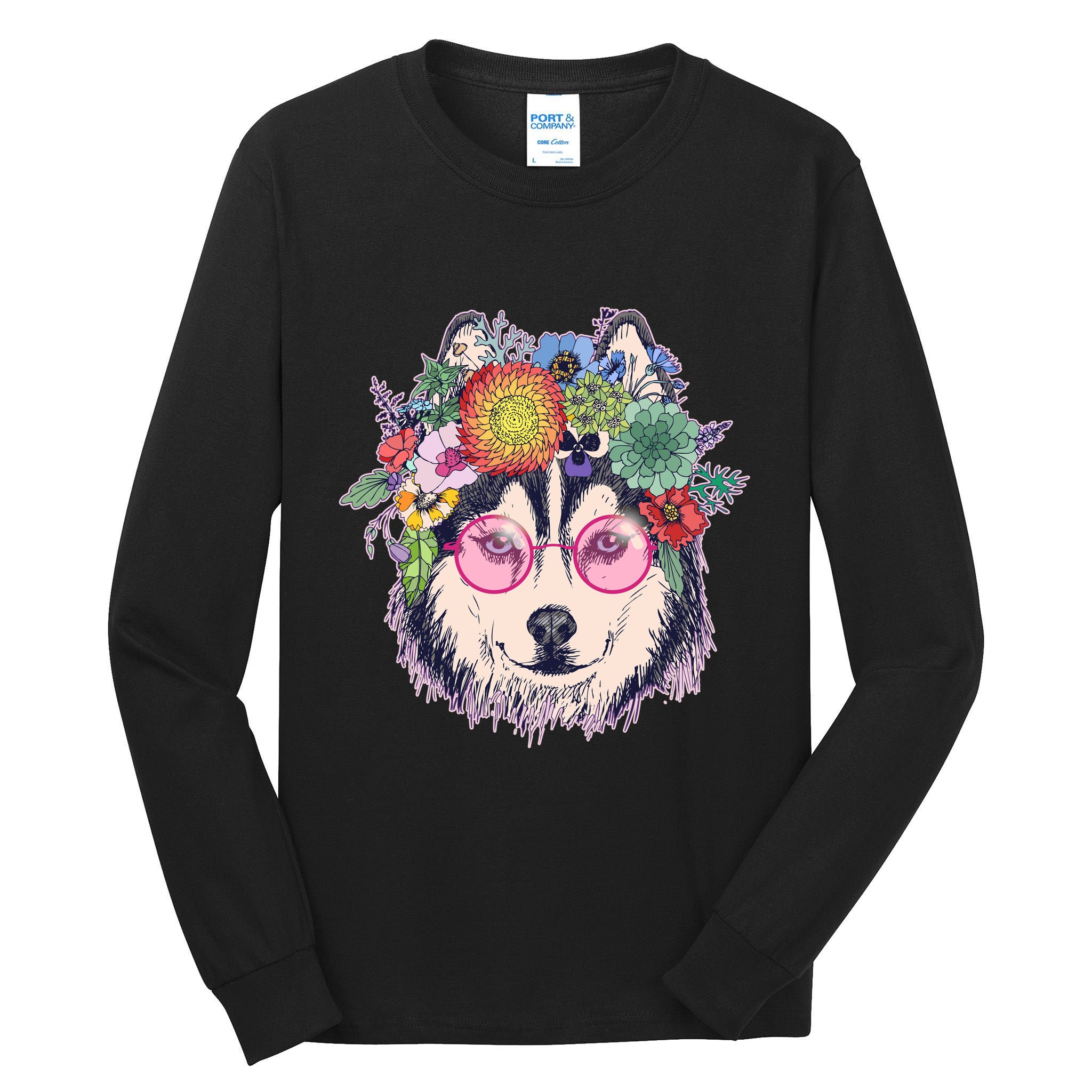 Hippy Hipster Flower Crown Dog Tall Long Sleeve T-Shirt