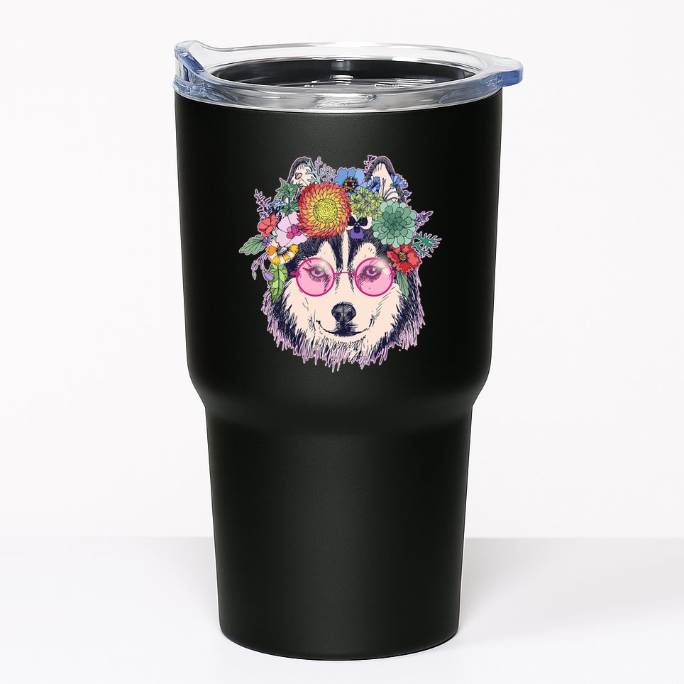 Hippy Hipster Flower Crown Dog Tumbler