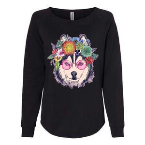 Hippy Hipster Flower Crown Dog Womens California Wash Sweatshirt