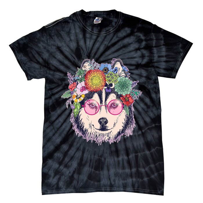 Hippy Hipster Flower Crown Dog Tie-Dye T-Shirt