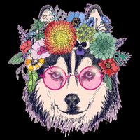 Hippy Hipster Flower Crown Dog Tie-Dye T-Shirt