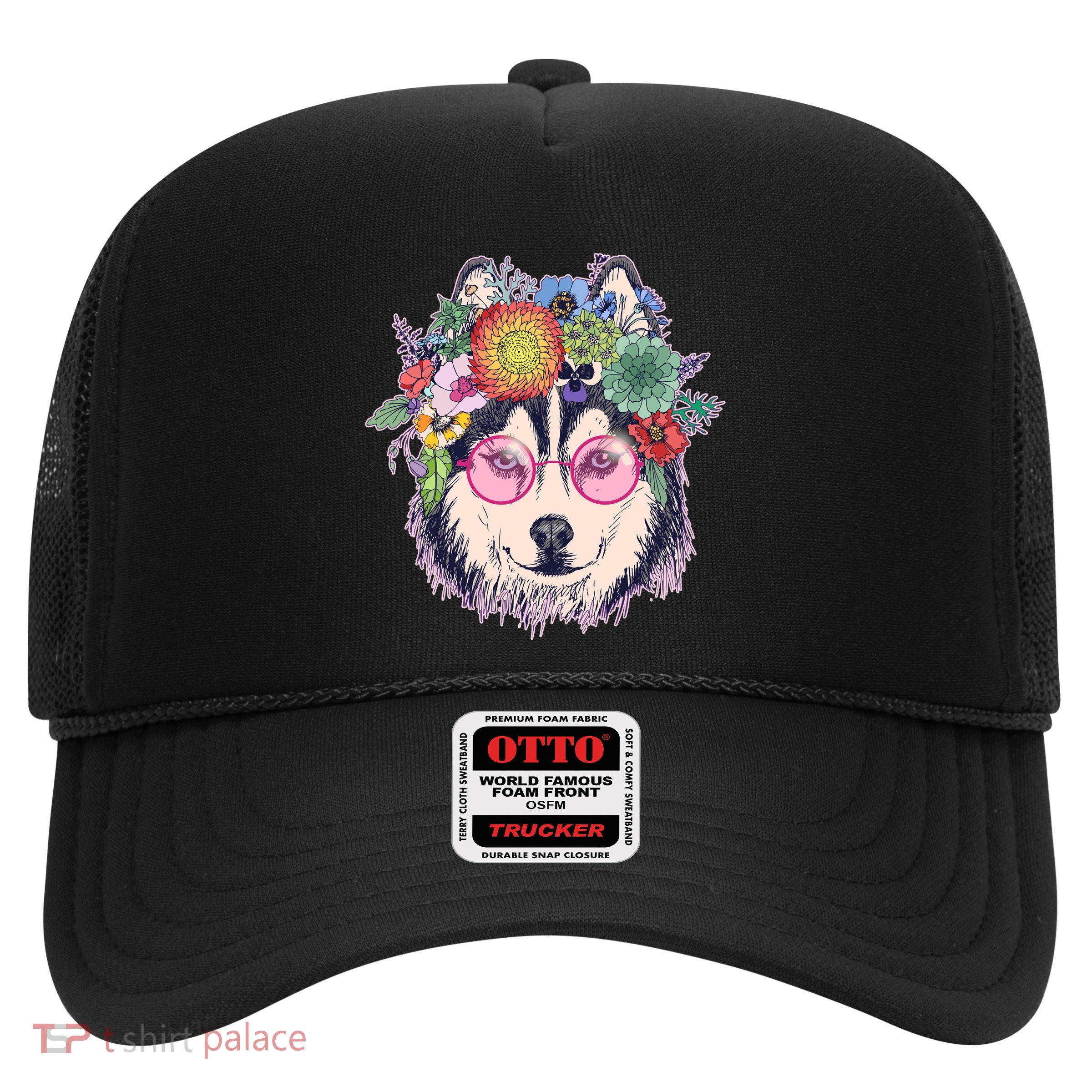 Hippy Hipster Flower Crown Dog Trucker Hat