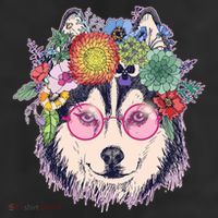 Hippy Hipster Flower Crown Dog Trucker Hat