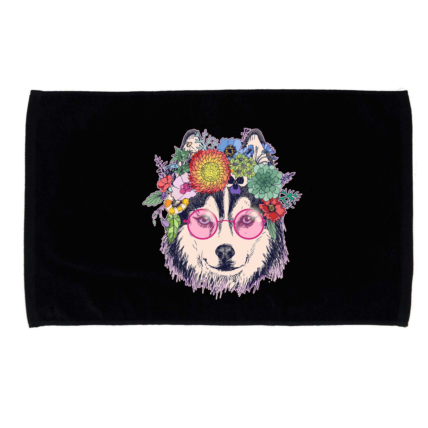 Hippy Hipster Flower Crown Dog Microfiber Hand Towel