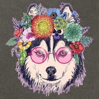 Hippy Hipster Flower Crown Dog Cotton Canvas Backpack