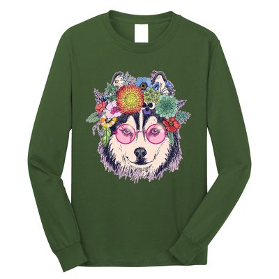 Hippy Hipster Flower Crown Dog Long Sleeve Shirt