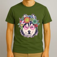 Hippy Hipster Flower Crown Dog T-Shirt