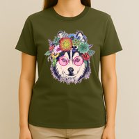 Hippy Hipster Flower Crown Dog T-Shirt