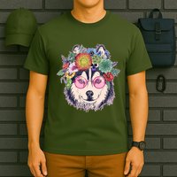 Hippy Hipster Flower Crown Dog T-Shirt