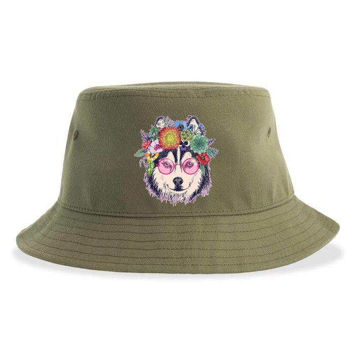 Hippy Hipster Flower Crown Dog Sustainable Bucket Hat