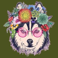Hippy Hipster Flower Crown Dog Sustainable Bucket Hat