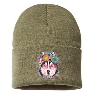 Hippy Hipster Flower Crown Dog Sustainable Knit Beanie