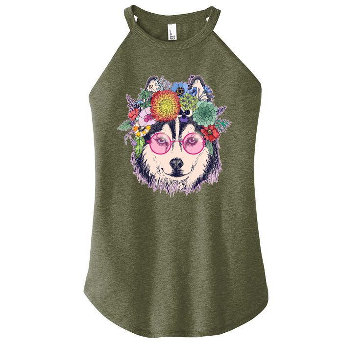 Hippy Hipster Flower Crown Dog Women’s Perfect Tri Rocker Tank