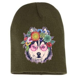 Hippy Hipster Flower Crown Dog Short Acrylic Beanie