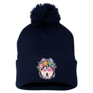 Hippy Hipster Flower Crown Dog Pom Pom 12in Knit Beanie