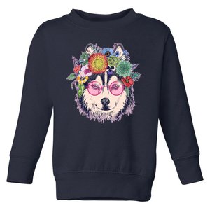 Hippy Hipster Flower Crown Dog Toddler Sweatshirt