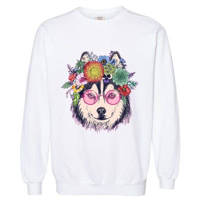 Hippy Hipster Flower Crown Dog Garment-Dyed Sweatshirt