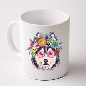 Hippy Hipster Flower Crown Dog Coffee Mug