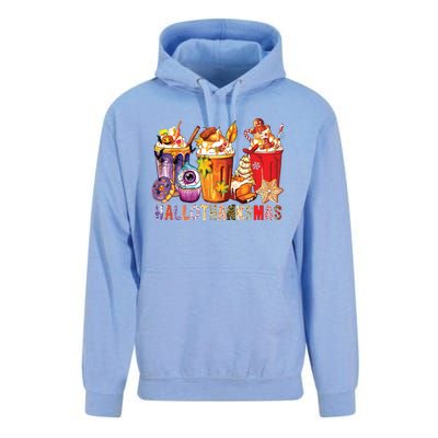 Happy Hallothanksmas Funny Halloween Thanksgiving Christmas Unisex Surf Hoodie