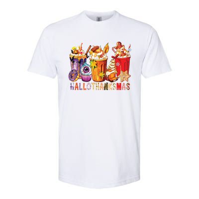 Happy Hallothanksmas Funny Halloween Thanksgiving Christmas Softstyle® CVC T-Shirt