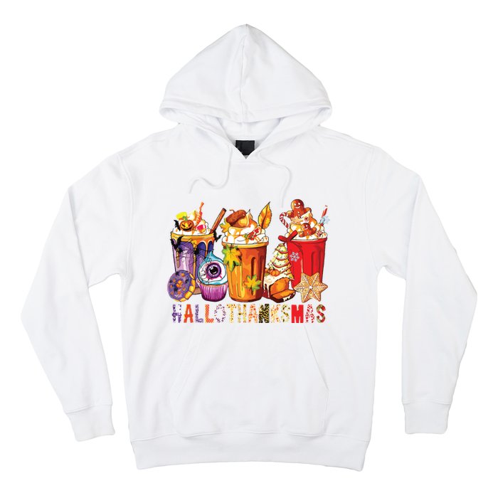 Happy Hallothanksmas Funny Halloween Thanksgiving Christmas Hoodie